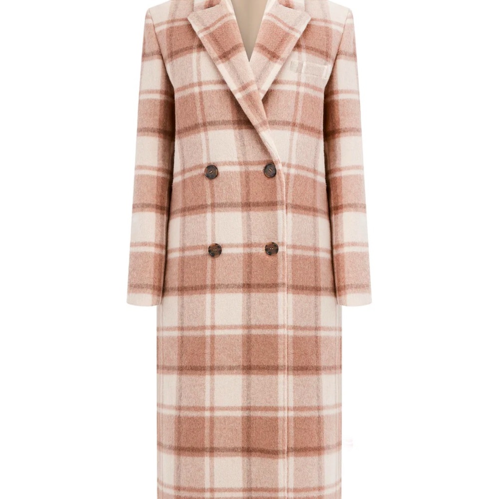 Chic Double-Breasted Plaid Coat
